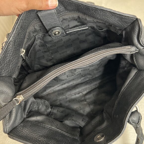 Michael Kors Black Leather Chain Whipstitch Satchel Handbag - Picture 8 of 14